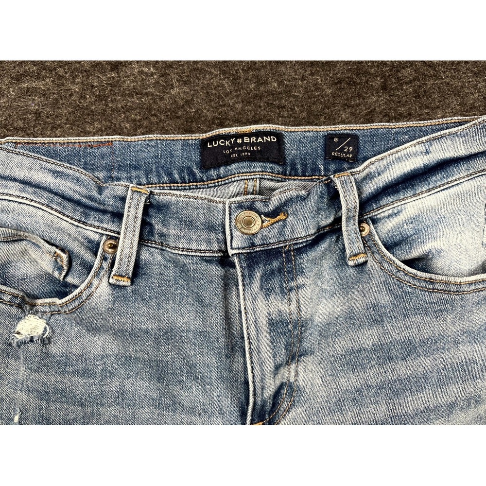 Lucky Brand Los Angeles Easy Rider Jeans Womens 8/29 Blue Denim Distressed - Picture 5 of 10